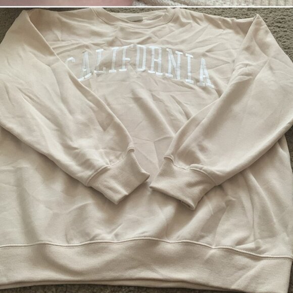 Reflex Tops - Reflex cream neutral Oversized cozy comfy Cotton California sweatshirt large